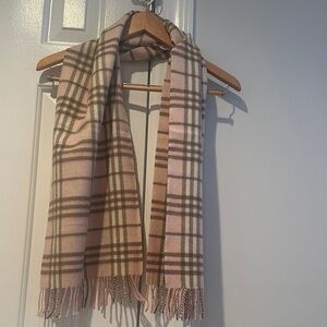 Burberry Pink and Brown Cashmere Scarf